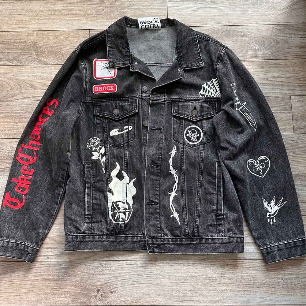 Brock Black Graphic Denim Jacket